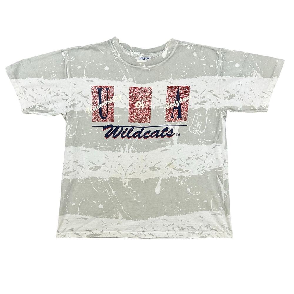 Vintage 90s University Of Arizona T-Shirt Striped Paint Splatter Mens XL USA